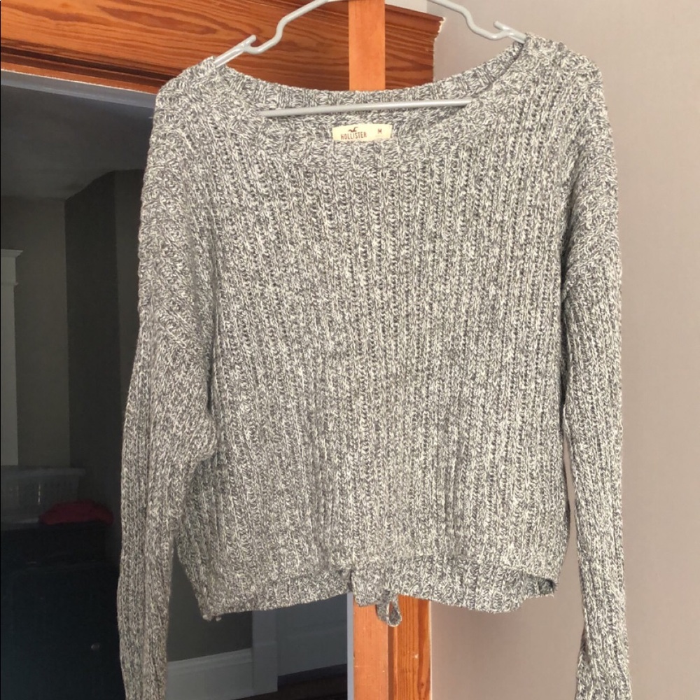 Hollister Light Grey Sweater with Tie Up Back